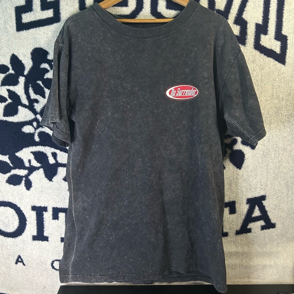 Vintage 90s No Surrender Hockey T Shirt Size XL Grey Acid Wash VTG Puck NHL